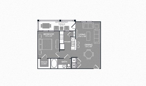 One-Bedroom Floor Plan at Mansions at Spring Creek, Texas